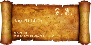 Hay Milán névjegykártya